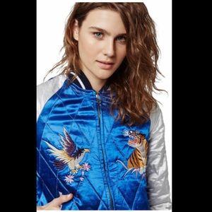 Topshop 2-In-1 Reversible Sateen Bomber Jacket